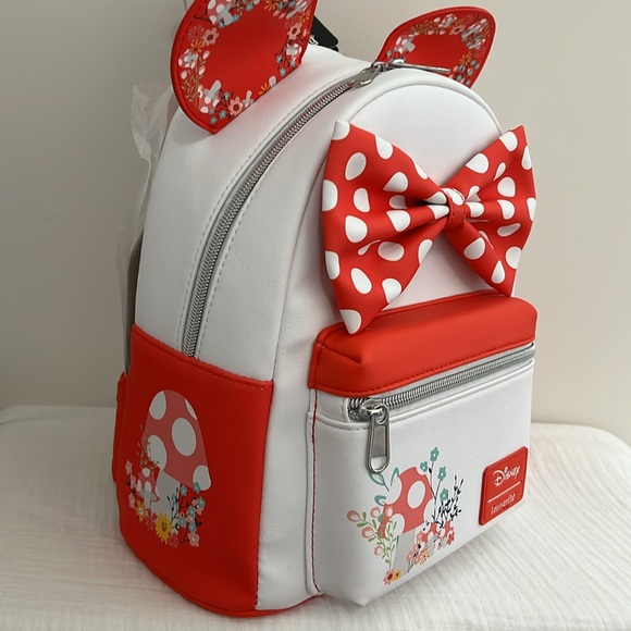 NWT Loungefly Disney Minnie Mouse Mushroom Floral Mini Backpack - Picture 7 of 8